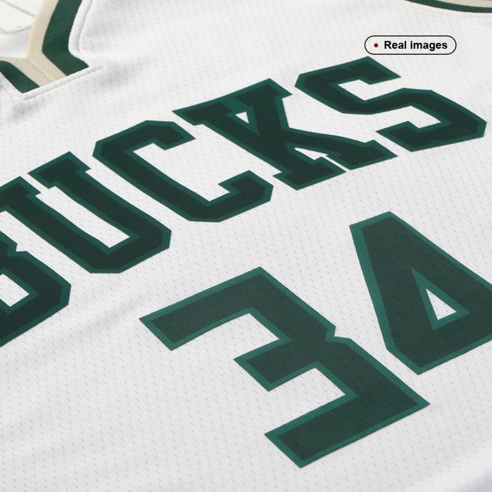 Men's Milwaukee Bucks Giannis Antetokounmpo #34 White 21/22 Swingman NBA Jersey - City Edition-Pro Kit Vault | Brand New 26/27 Sports Jerseys